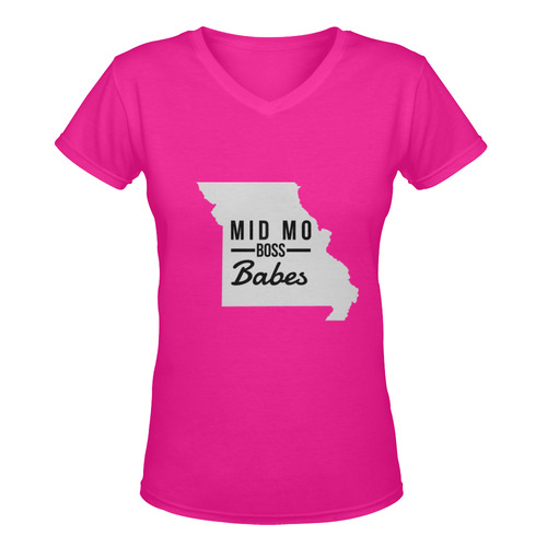 MMBB State on Pink Women's Deep V-neck T-shirt (Model T19)