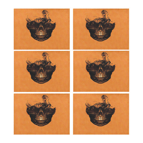Funny Halloween - Burned Skull B by JamColors Placemat 14’’ x 19’’ (Set of 6)