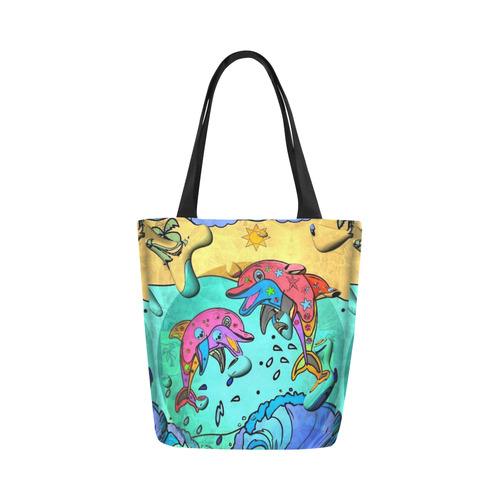 Dolphin Popart by Nico Bielow Canvas Tote Bag (Model 1657)