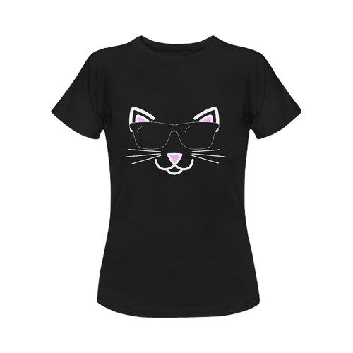 Cool Cat Wearing Sunglasses Women's Classic T-Shirt (Model T17）