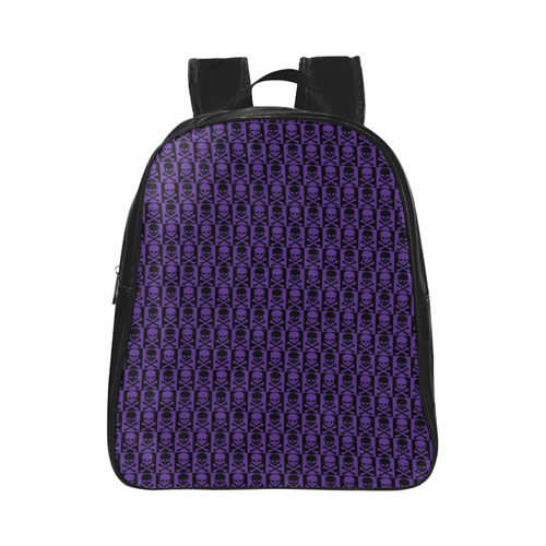 Gothic style Purple & Black Skulls School Backpack (Model 1601)(Small)