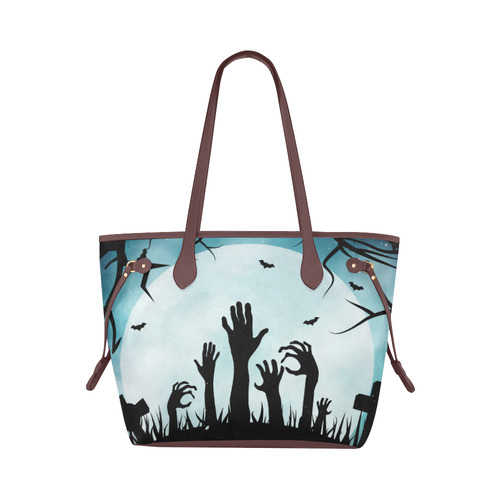 Scary Spooky Halloween Graveyard Hands Clover Canvas Tote Bag (Model 1661)