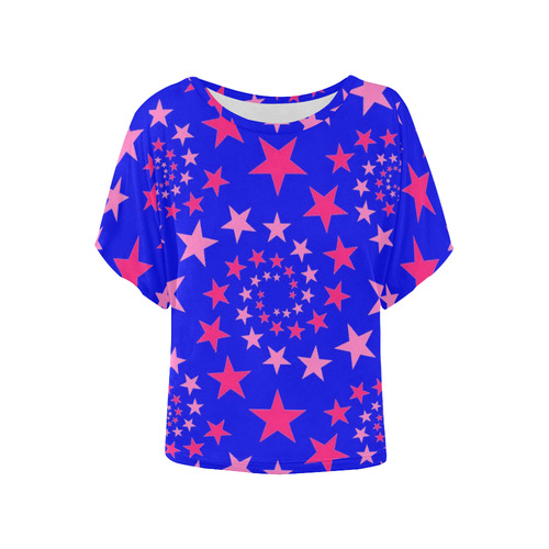Star Swirls B by JamColors Women's Batwing-Sleeved Blouse T shirt (Model T44)