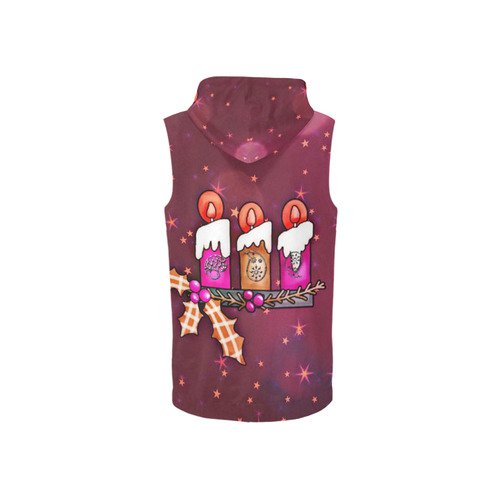 Christmas Candles A by JamColors All Over Print Sleeveless Zip Up Hoodie for Women (Model H16)