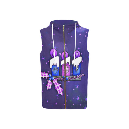 Christmas Candles B by JamColors All Over Print Sleeveless Zip Up Hoodie for Women (Model H16)