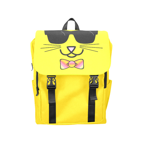 Cool Cat Wearing Bow Tie and Sunglasses Casual Shoulders Backpack (Model 1623)