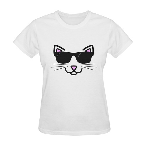 Cool Cat Wearing Sunglasses Sunny Women's T-shirt (Model T05)