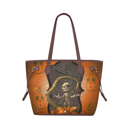 Halloween, funny mummy Clover Canvas Tote Bag (Model 1661)