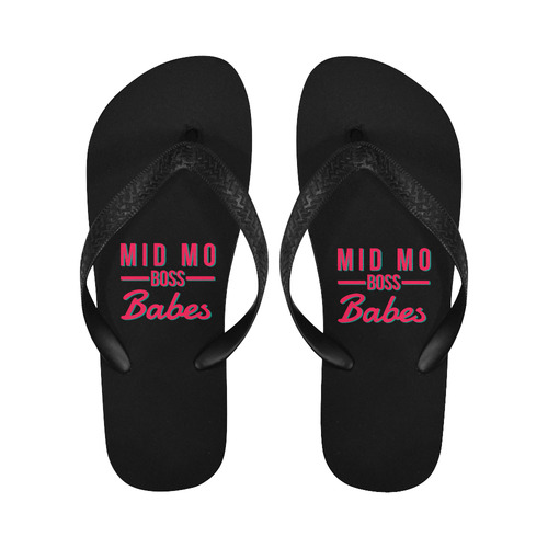 MMBB Pink Teal on black Flip Flops for Men/Women (Model 040)