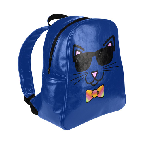 Cool Cat Wearing Bow Tie and Sunglasses Multi-Pockets Backpack (Model 1636)
