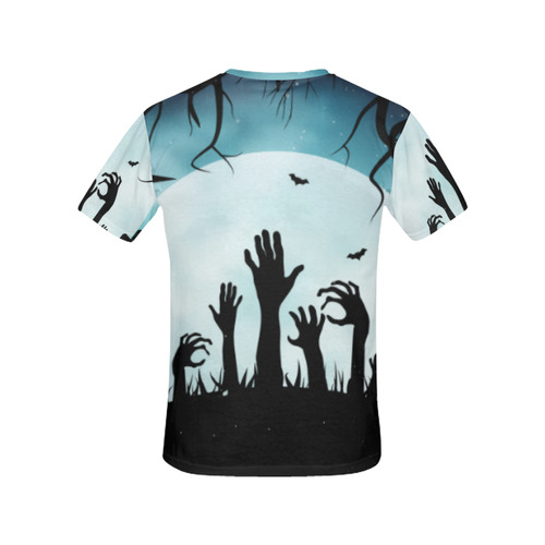 Scary Spooky Halloween Graveyard Hands All Over Print T-Shirt for Women (USA Size) (Model T40)