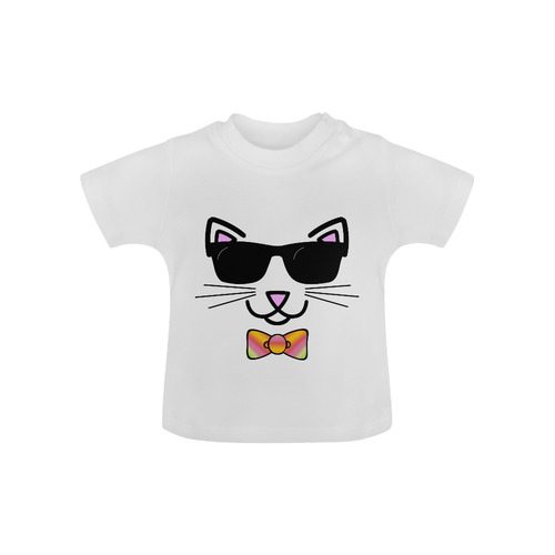 Cool Cat Wearing Bow Tie and Sunglasses Baby Classic T-Shirt (Model T30)