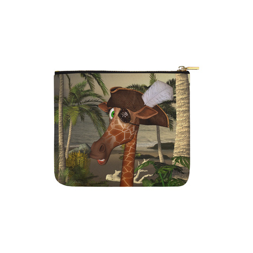 Funny giraffe as a pirate Carry-All Pouch 6''x5''