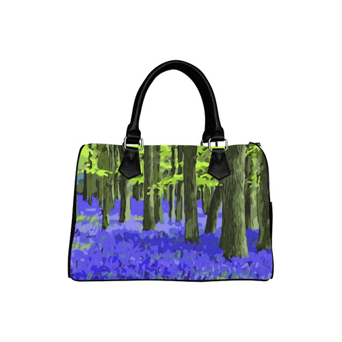 Blue Undergrowth Floral Forest Landscape Boston Handbag (Model 1621)