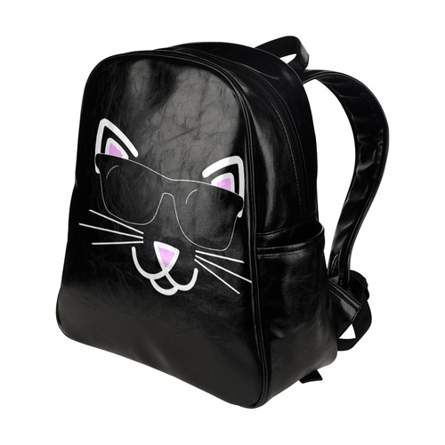 Cool Cat Wearing Sunglasses Multi-Pockets Backpack (Model 1636)