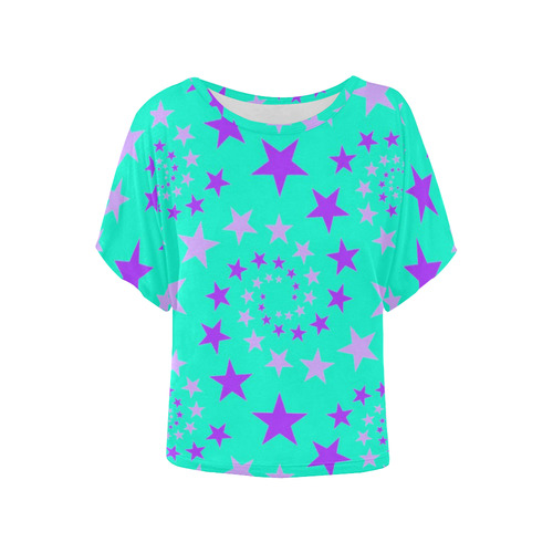 Star Swirls A by JamColors Women's Batwing-Sleeved Blouse T shirt (Model T44)
