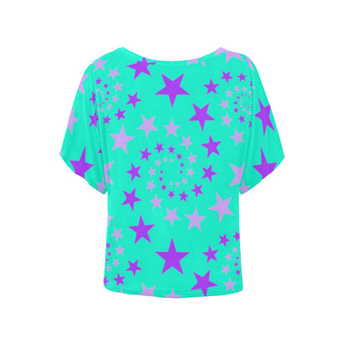 Star Swirls A by JamColors Women's Batwing-Sleeved Blouse T shirt (Model T44)