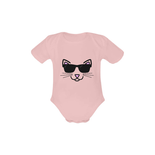 Cool Cat Wearing Sunglasses Baby Powder Organic Short Sleeve One Piece (Model T28)