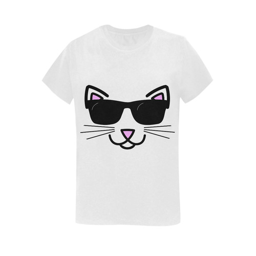 Cool Cat Wearing Sunglasses Women's T-Shirt in USA Size (Two Sides Printing)