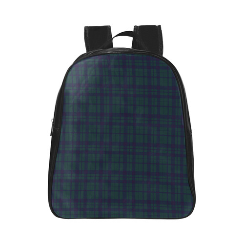 Green Plaid Rock Style School Backpack (Model 1601)(Small)