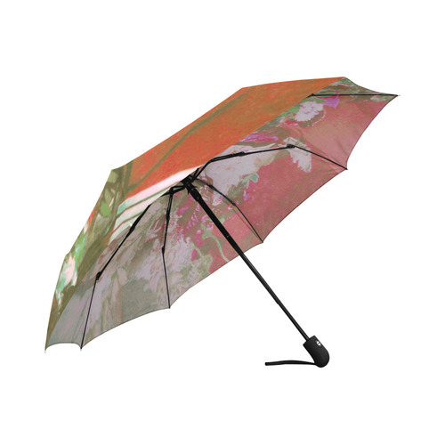 Bouquet of Flowers in Vase Red Background Auto-Foldable Umbrella (Model U04)
