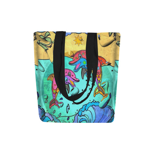 Dolphin Popart by Nico Bielow Canvas Tote Bag (Model 1657)