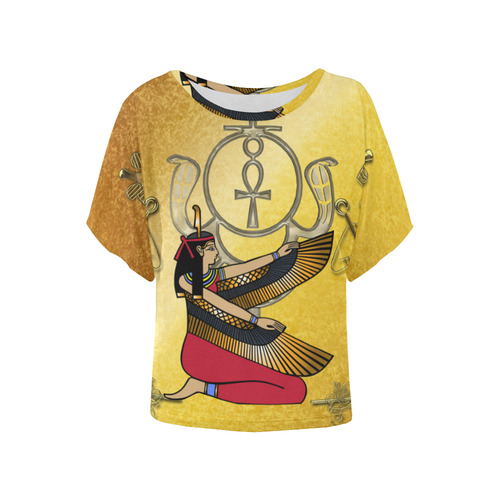 Isis, egyptian god Women's Batwing-Sleeved Blouse T shirt (Model T44)