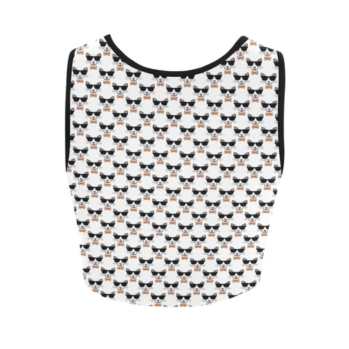 Cool Cat Wearing Bow Tie and Sunglasses Women's Crop Top (Model T42)