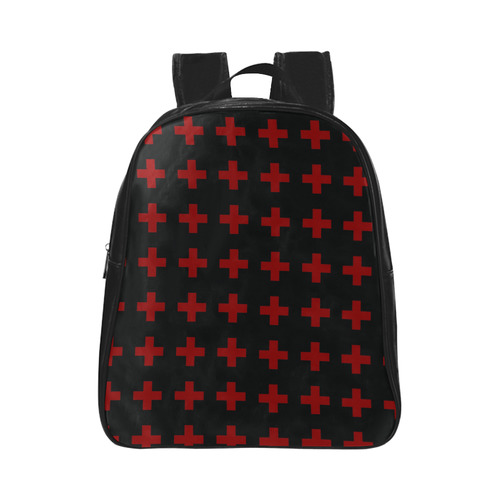 Punk Rock Style Red Crosses Pattern Design School Backpack (Model 1601)(Small)