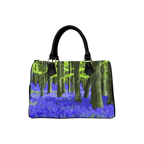 Blue Undergrowth Floral Forest Landscape Boston Handbag (Model 1621)