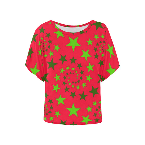 Star Swirls C by JamColors Women's Batwing-Sleeved Blouse T shirt (Model T44)