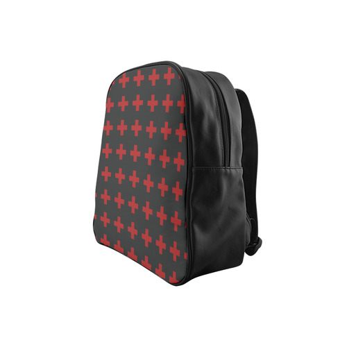 Punk Rock Style Red Crosses Pattern Design School Backpack (Model 1601)(Small)