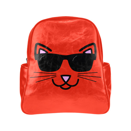 Cool Cat With Sunglasses Multi-Pockets Backpack (Model 1636)