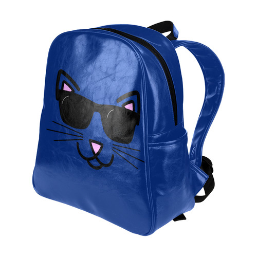 Cool Cat With Sunglasses Multi-Pockets Backpack (Model 1636)