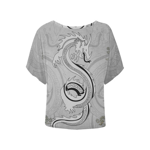 Chinese dragon, Women's Batwing-Sleeved Blouse T shirt (Model T44)