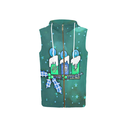 Christmas Candles C by JamColors All Over Print Sleeveless Zip Up Hoodie for Women (Model H16)