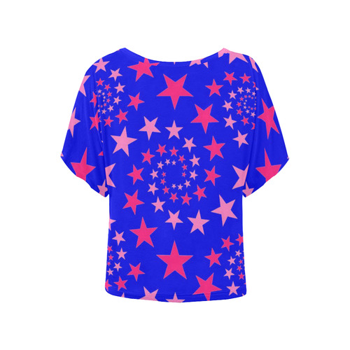 Star Swirls B by JamColors Women's Batwing-Sleeved Blouse T shirt (Model T44)