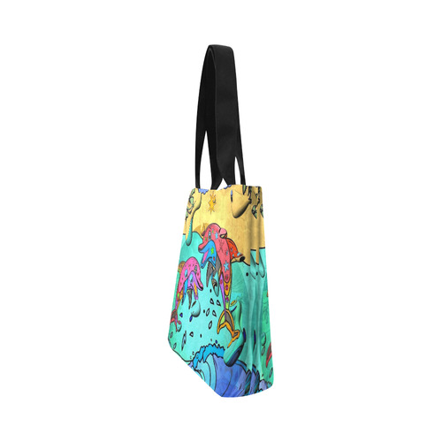 Dolphin Popart by Nico Bielow Canvas Tote Bag (Model 1657)