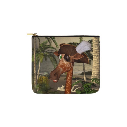 Funny giraffe as a pirate Carry-All Pouch 6''x5''