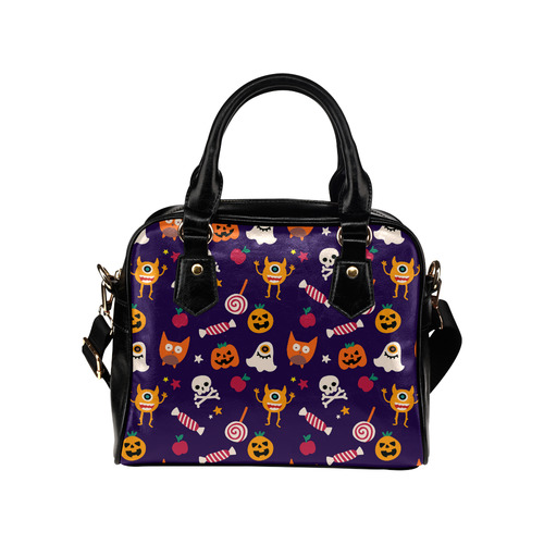 Cute Halloween Pattern Ghosts Pumpkins Candy Skull Shoulder Handbag (Model 1634)