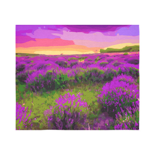 Red Sunset Purple Floral Landscape Cotton Linen Wall Tapestry 60"x 51"