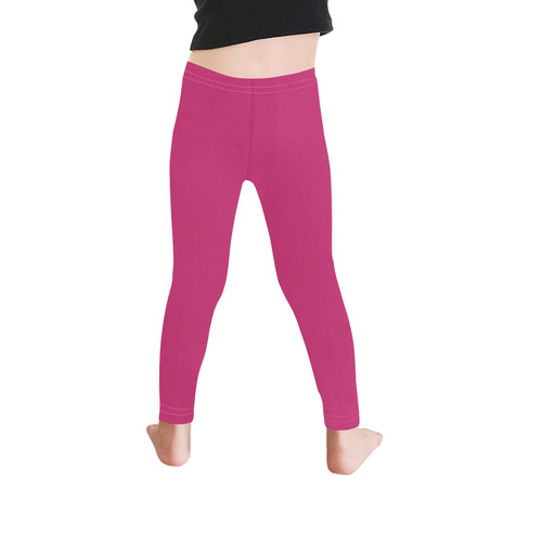 Designer Color Solid Pink Yarrow Kid's Ankle Length Leggings (Model L06)