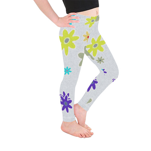 Floral Fabric 1B Kid's Ankle Length Leggings (Model L06)