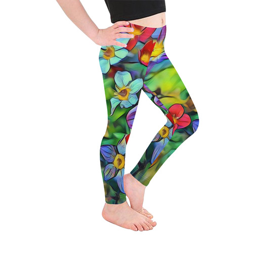 Amazing Floral 29B by FeelGood Kid's Ankle Length Leggings (Model L06)