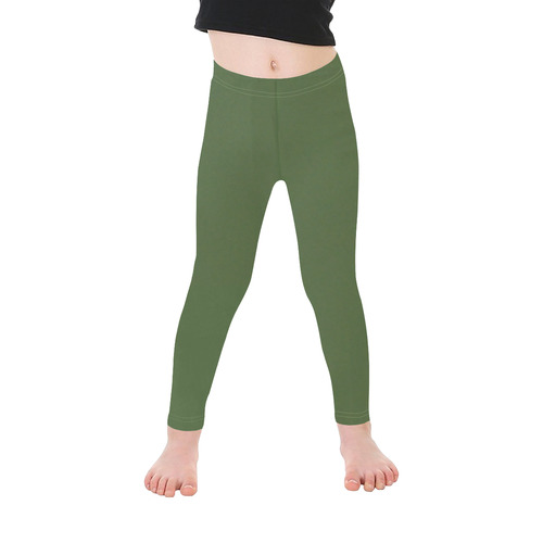 Designer Color Solid Kale Kid's Ankle Length Leggings (Model L06)