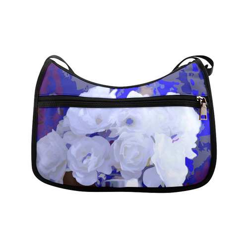 White Roses In Silver Vase Crossbody Bags (Model 1616)