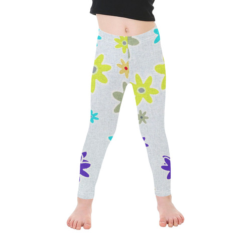 Floral Fabric 1B Kid's Ankle Length Leggings (Model L06)