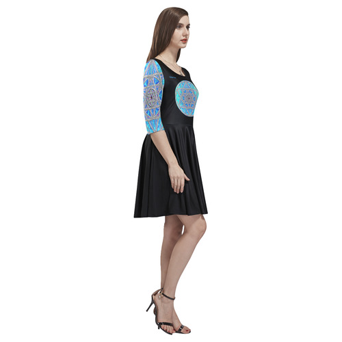 protection in blue harmony Tethys Half-Sleeve Skater Dress(Model D20)
