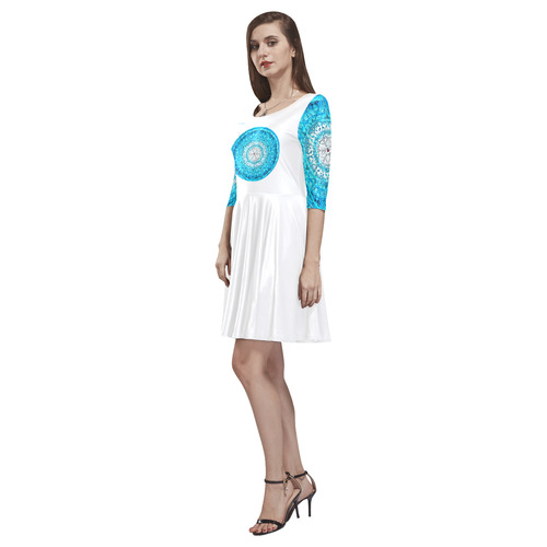 Protection from Jerusalem in blue Tethys Half-Sleeve Skater Dress(Model D20)