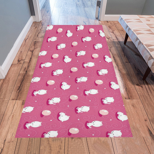 Kid's Pink Pretty Kitty Area Rug 7'x3'3''